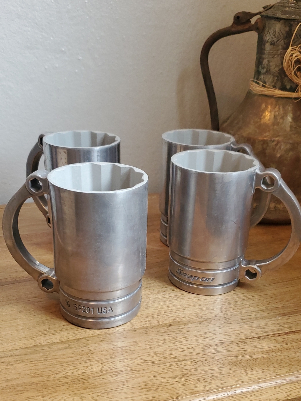 Snap Silver Industrial Socket Mugs - Set of 4